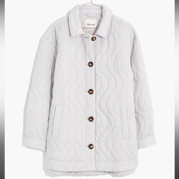 Madewell Quilted Light Gray Blue Jacket with Button Closure - Picture 1 of 9